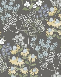 Cultivate Grey Springtime Blooms Wallpaper 4122-27018 by  Washington Wallcoverings 
