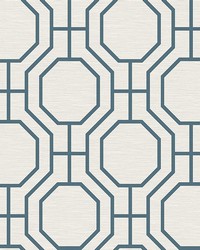 Manor Blue Geometric Trellis Wallpaper 4122-27048 by  Washington Wallcoverings 