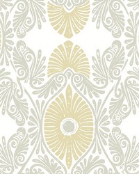 Villa Light Yellow Embellished Ogee Wallpaper 4122-72400 by   
