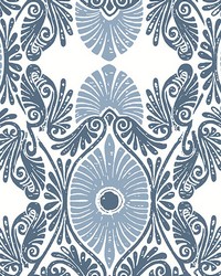 Villa Blue Embellished Ogee Wallpaper 4122-72401 by   