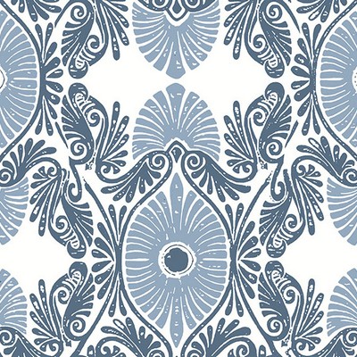 Villa Blue Embellished Ogee Wallpaper 4122-72401 Terrace 4122-72401 Blue Non Woven Diamonds and Ogee 