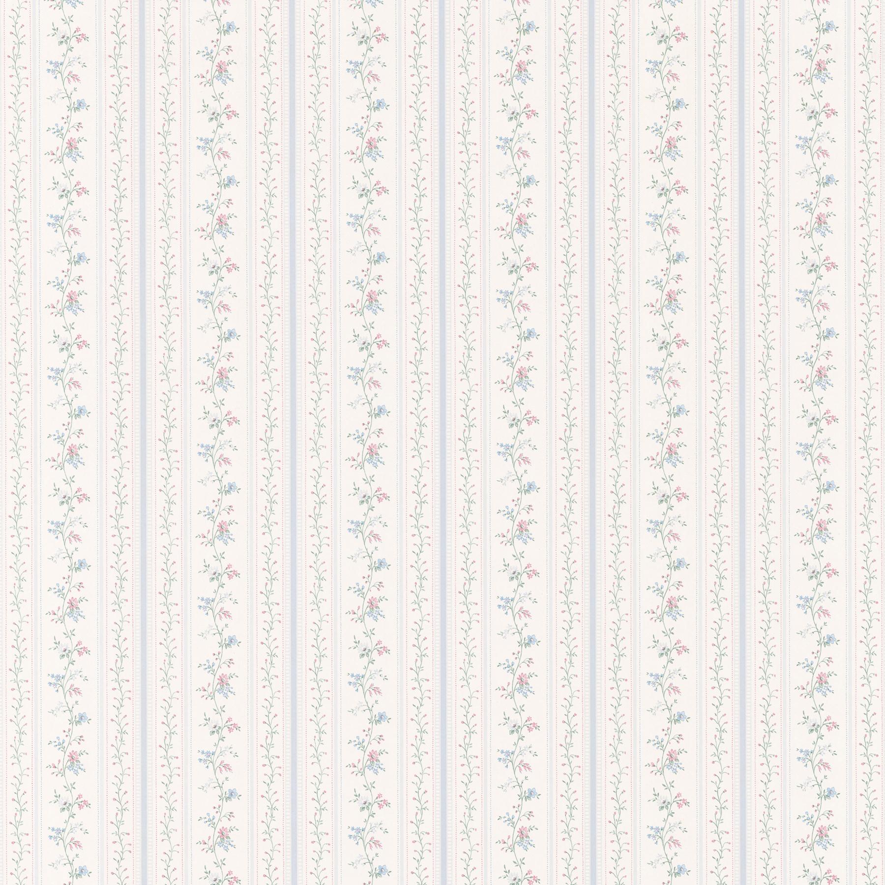 Brewster Wallcovering Rachel Blue Floral Stripe Wallpaper