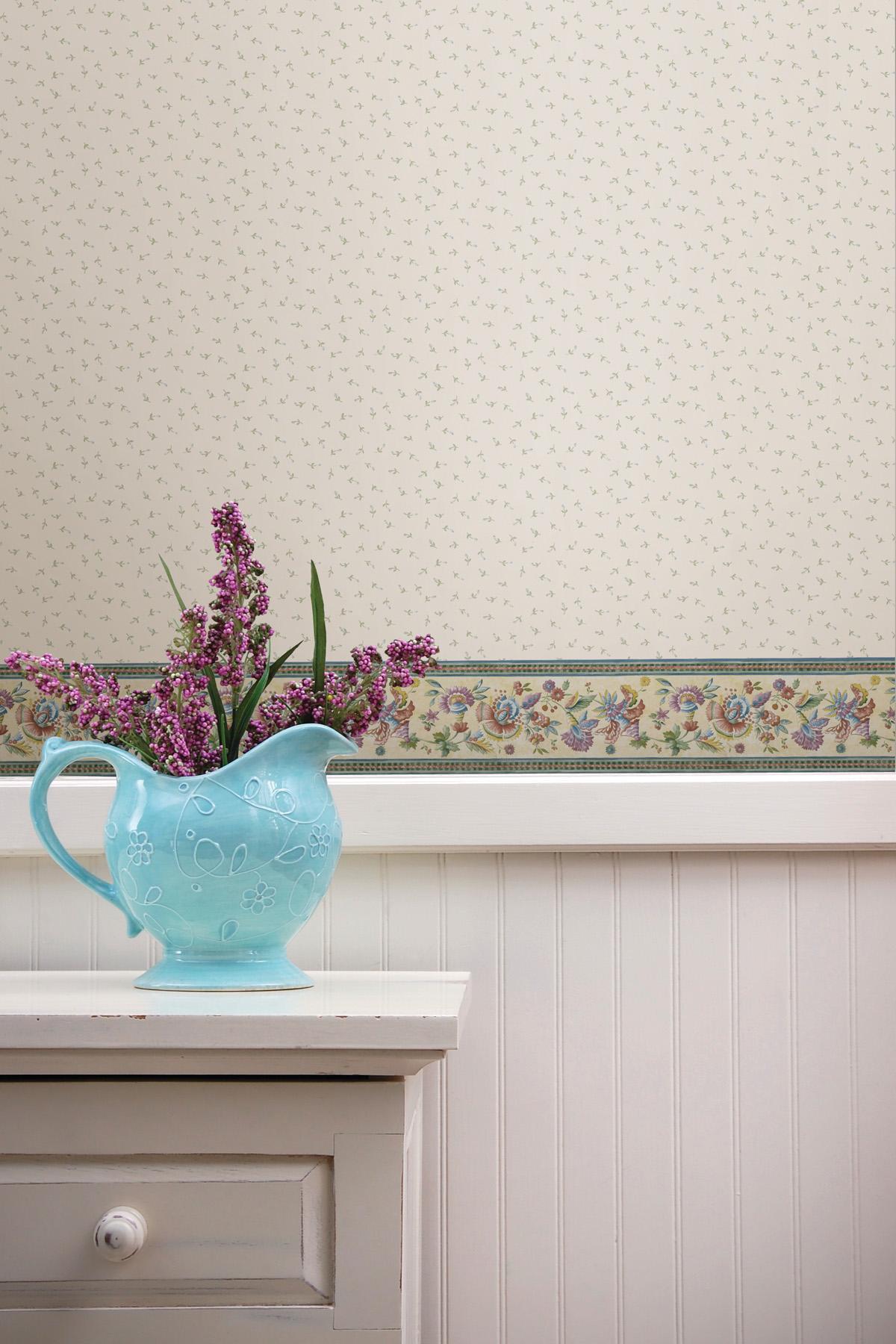 Brewster Wallcovering Anna light blue Floral Accent Wallpaper