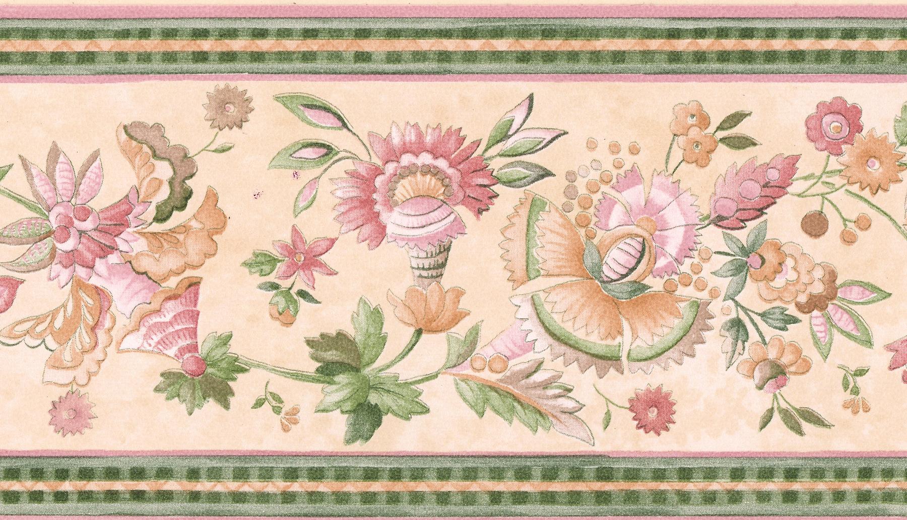 Brewster Wallcovering Michelle Cream Floral Trail Border Wallpaper