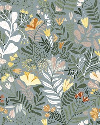 Brittsommar Slate Woodland Floral Wallpaper 4143-22008 by   