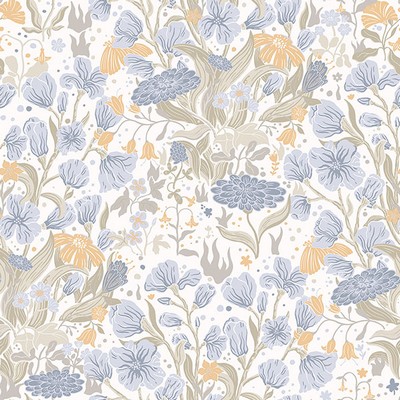 Hava Light Blue Meadow Flowers Wallpaper 4143-22010 Botanica 4143-22010 Blue Non Woven Flower Wallpaper 