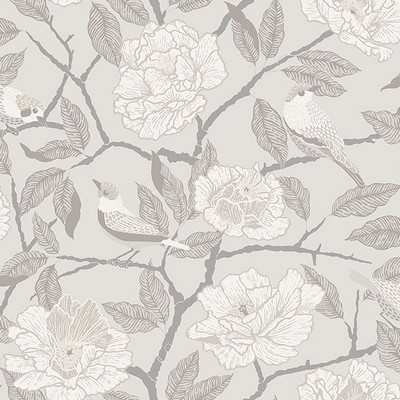 Bernadina Grey Rosebush Wallpaper 4143-34021 Botanica 4143-34021 Grey Non Woven Flower Wallpaper 