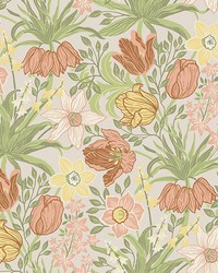 Cecilia Chartreuse Tulip and Daffodil Wallpaper 4143-34028 by   
