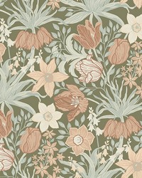 Cecilia Moss Tulip and Daffodil Wallpaper 4143-34029 by   