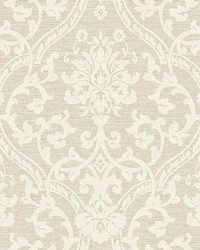 Evette Neutral Damask Wallpaper 4157-25009 by   