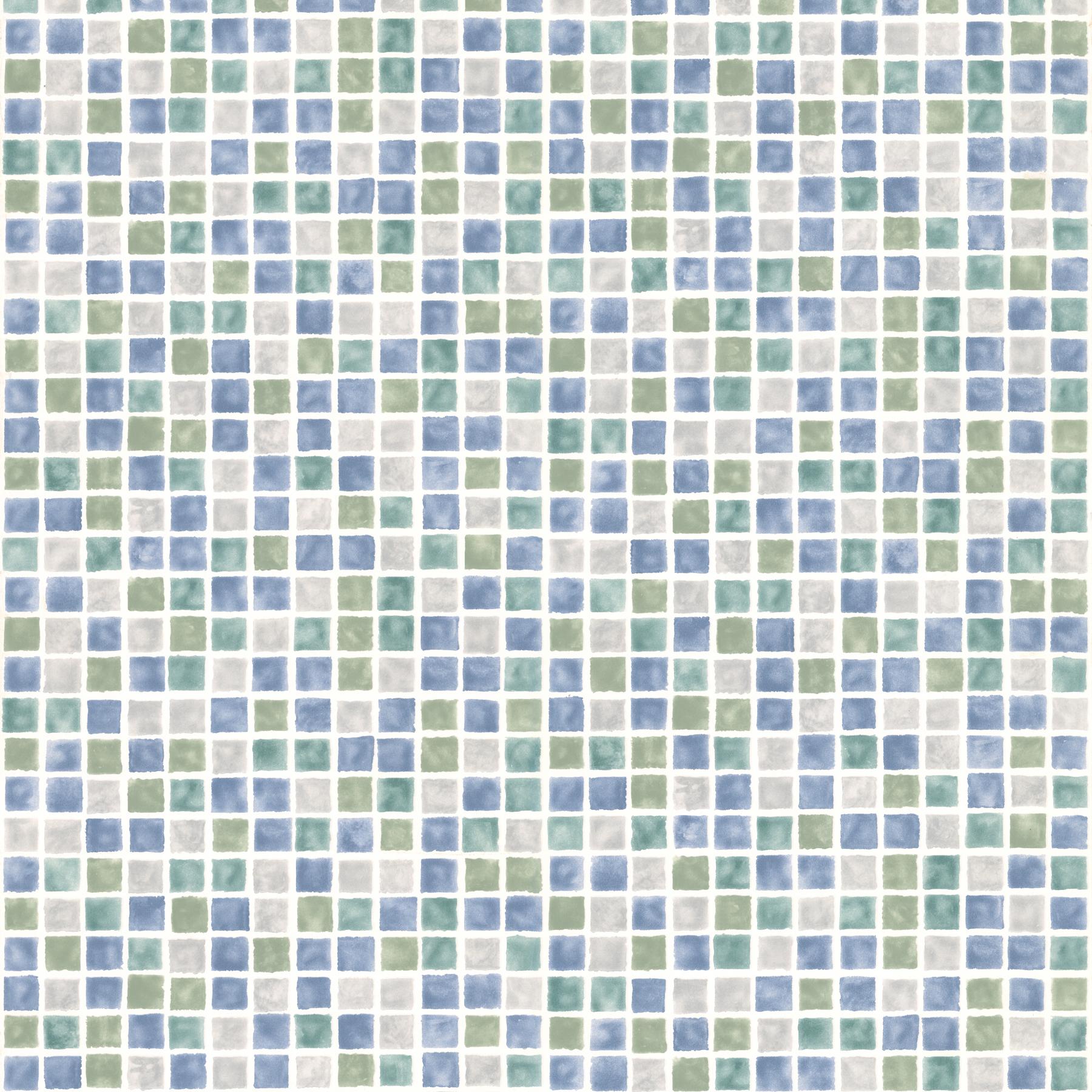 Brewster Wallcovering Harbor Blue Sea Glass Tiles Wallpaper