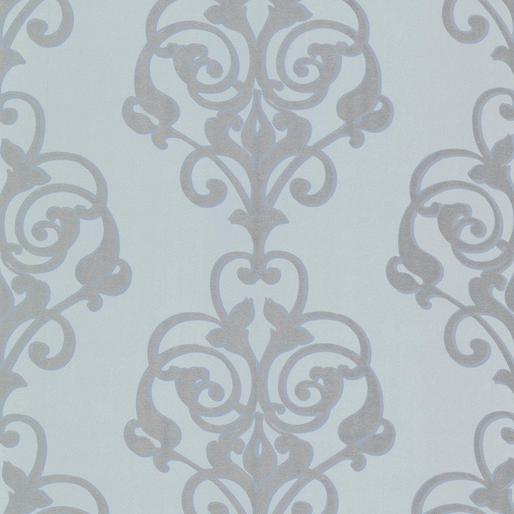 Brewster Wallcovering Aeneas Blue Modern Damask Wallpaper