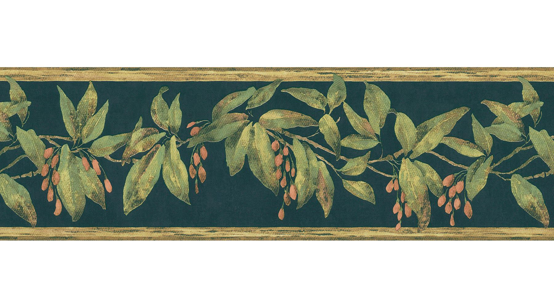 Brewster Wallcovering Black Berry Border Wallpaper