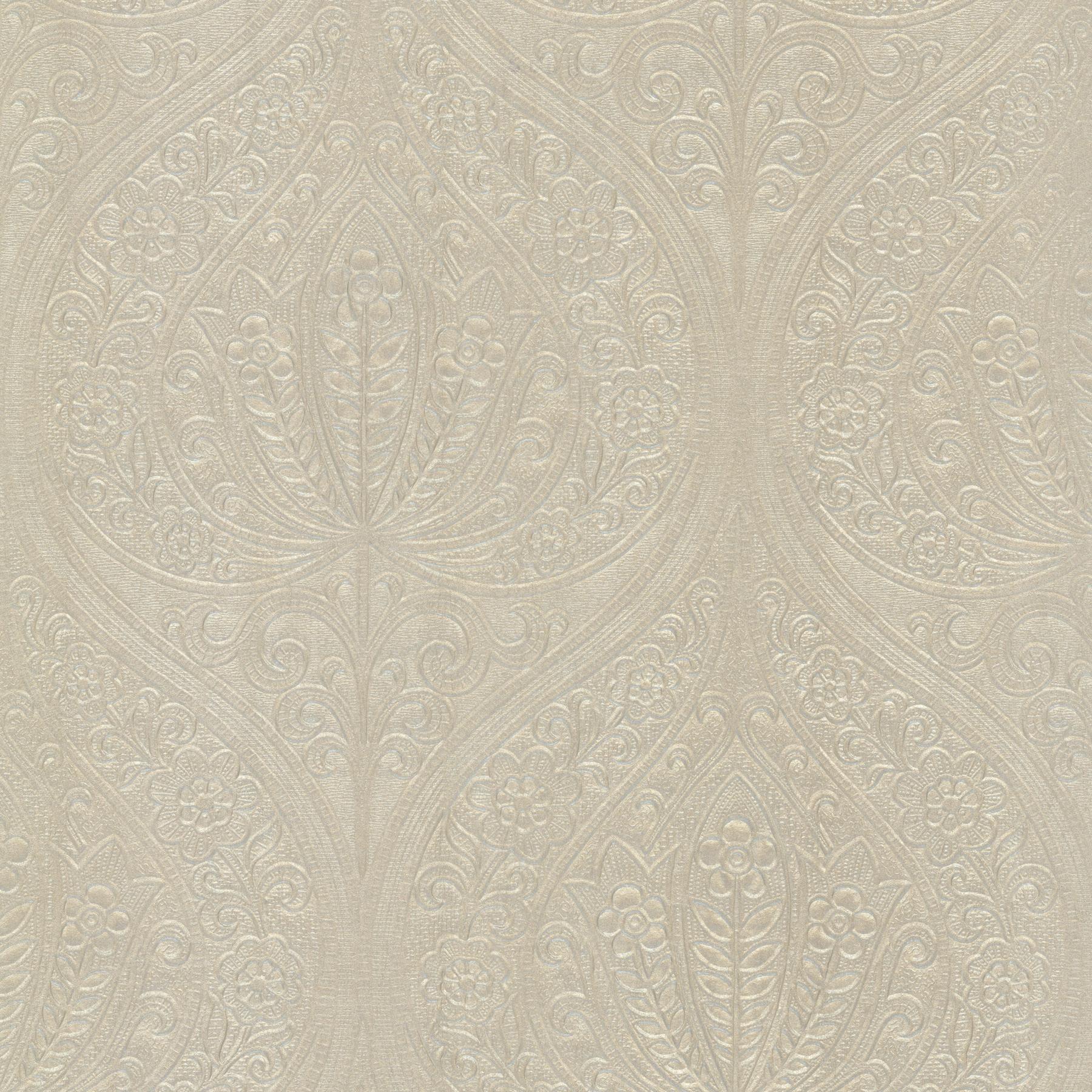 Brewster Wallcovering Paolina Beige Embossed Large Damask Wallpaper