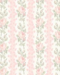 Blooming Heirloom Marie Pink Rose Stripe Wallpaper AST4105 by  Brewster Wallcovering 