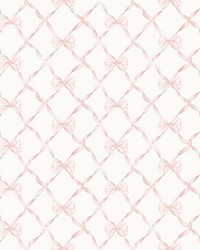 Baby Bow Faded Primrose Ribbon Trellis Wallpaper AST4114 by  Brewster Wallcovering 