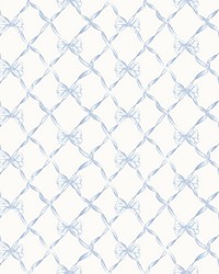 Baby Bow Blue Bella Ribbon Trellis Wallpaper AST4168 by  Roth and Tompkins Textiles 