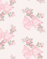 Rosa Beaux Pink Mint Large Bow Spot Wallpaper AST4169 by  Roth and Tompkins Textiles 