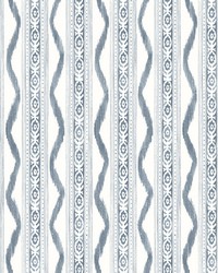 Rhys Blue IKAT Stripe Wallpaper AST4349 by  Ralph Lauren 