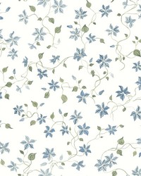 Betsy Blue Heather Floral Trail Wallpaper AST4364 by  Roth and Tompkins Textiles 