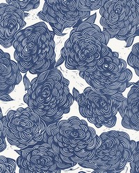 Roses Indigo Wall Mural ASTM4176 by   