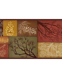 Monde Red Pinecone Branch Collage Border by   