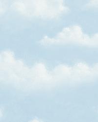Fluff Blue Faux Puffy Clouds Wallpaper by   