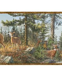 Garth Blue Whitetail Crest Portrait Border by  Brewster Wallcovering 