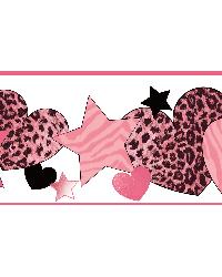Diva Pink Cheetah Hearts Stars Border by   