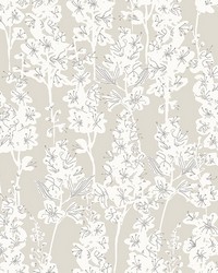 Taupe Larkspur Peel Stick Wallpaper BDS6073 by   