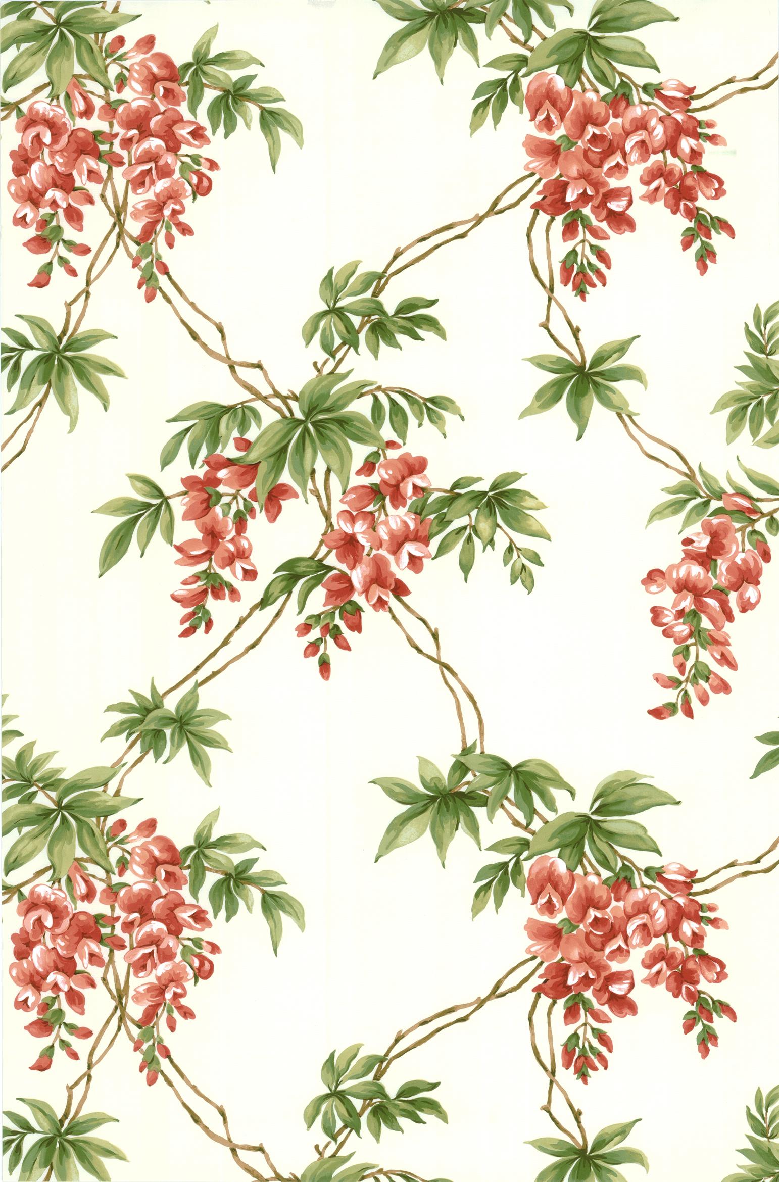 Brewster Wallcovering Annabelle Red Floral Toile Wallpaper Wallpaper