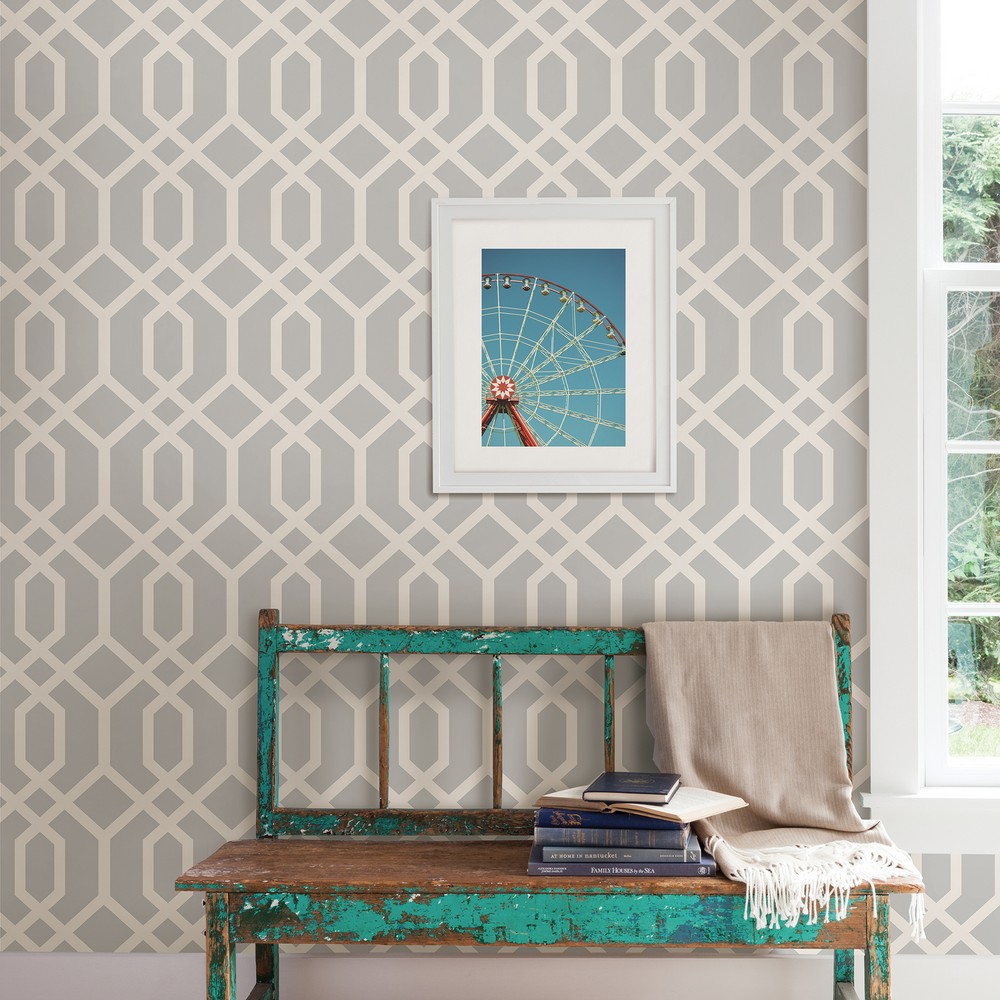 Brewster Wallcovering Trellis Grey Montauk Wallpaper Wallpaper