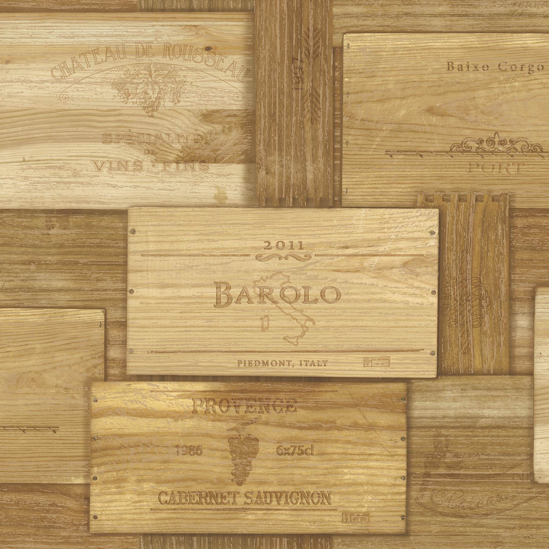Brewster Wallcovering Randolph Natural Wine Crates Wallpaper