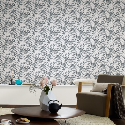 Brewster Wallcovering Valentina Grey Leaf Wallpaper Wallpaper