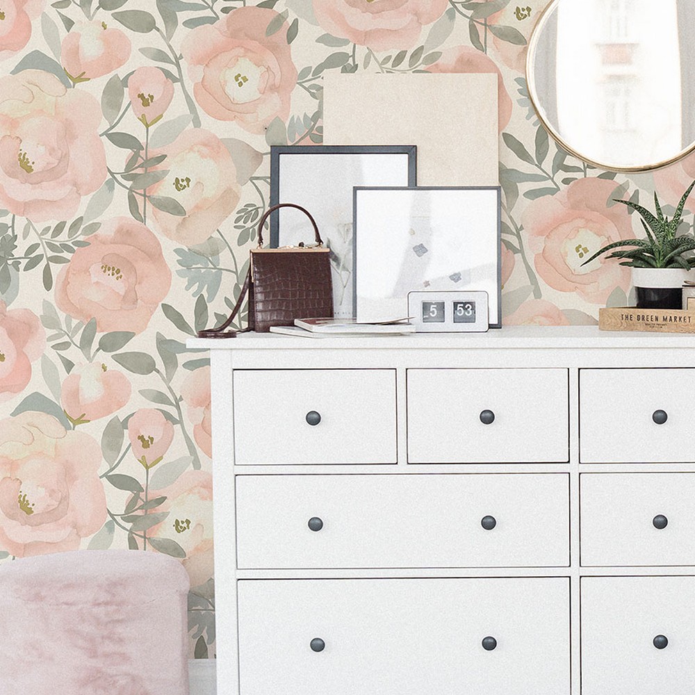 Brewster Wallcovering Rose Peachy Keen Peel & Stick Wallpaper NUS3829