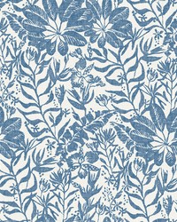 Blue Foliole Peel & Stick Wallpaper NUS3998 by   