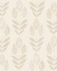 Cream Folk Tulip Peel & Stick Wallpaper NUS4302 by   