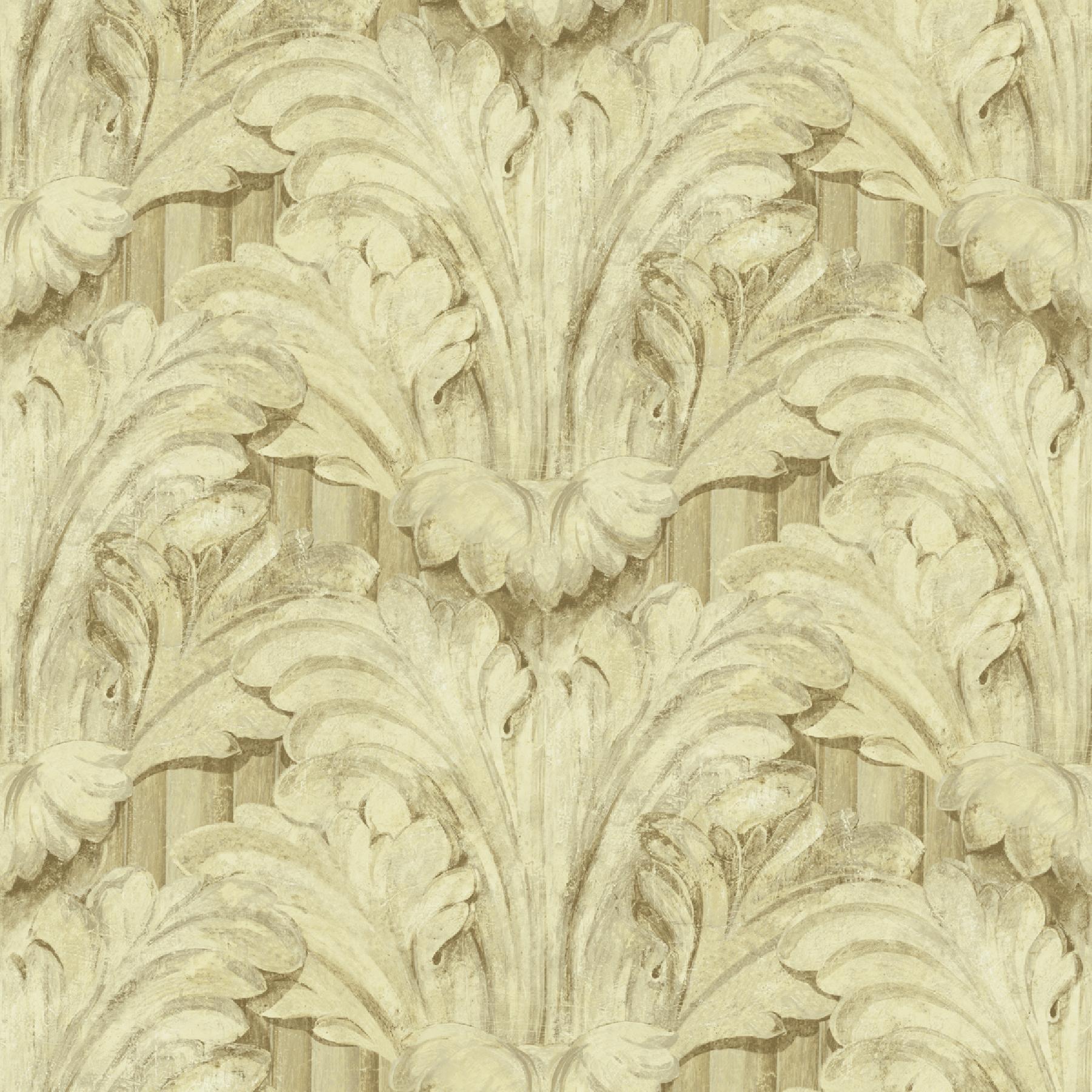 Brewster Wallcovering Acanthus Gold Sculpted Acanthus Wallpaper