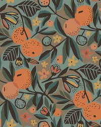 Teal Clementine Garden Peel & Stick Wallpaper PLS4201 by   