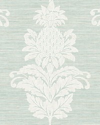 Pineapple Grove Turquoise Damask Wallpaper by   