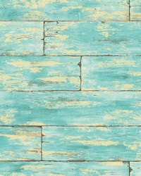 Shipwreck Aquamarine Wood Wallpaper by  Brewster Wallcovering 