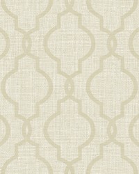 Geometric Jute Taupe Quatrefoil Wallpaper by  Brewster Wallcovering 