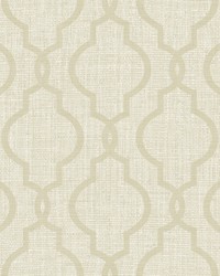 Geometric Jute Taupe Quatrefoil Wallpaper by   