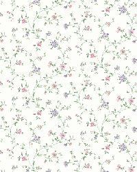 Sasha Blue Calico Floral Toss Wallpaper by   