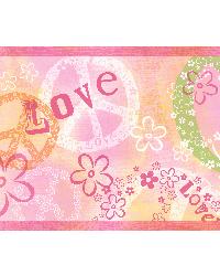 Janis Pink Peace Love Toss Border by   