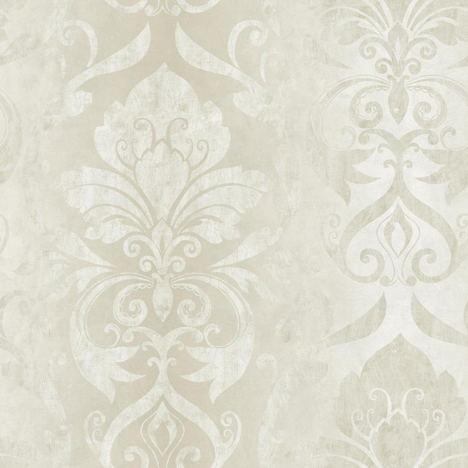 Brewster Wallcovering Lulu Snow Smiling Damask Wallpaper Wallpaper
