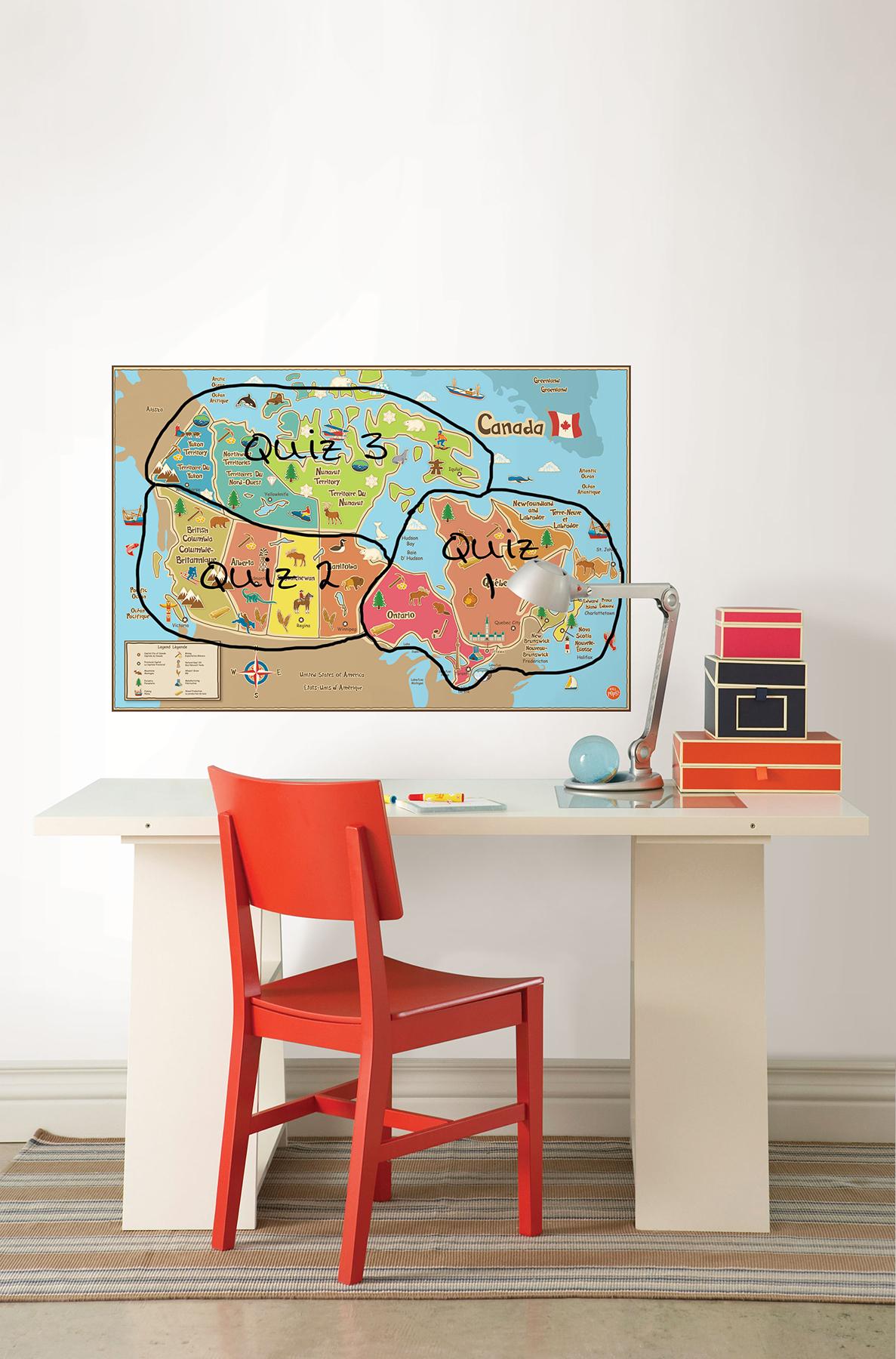 Brewster Wallcovering Kids Canada Dry Erase Map Decal Wallpaper