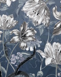 Merian Blue Wall Mural X7-1041 by  Brewster Wallcovering 