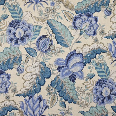 Greenhouse Fabrics Greenhouse S4808 Blue Jacobean Floral   Fabric