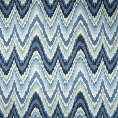 Greenhouse Fabrics Greenhouse S4810 Blue Zig Zag  Wavy Striped   Fabric